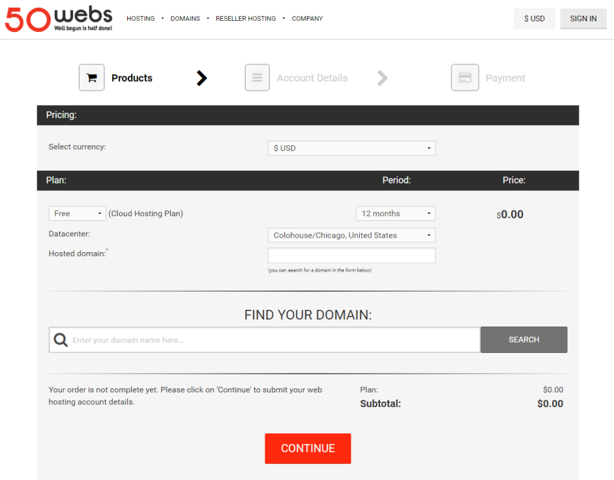 50webs dashboard