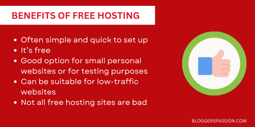 pros of free hosting sites (benefits)