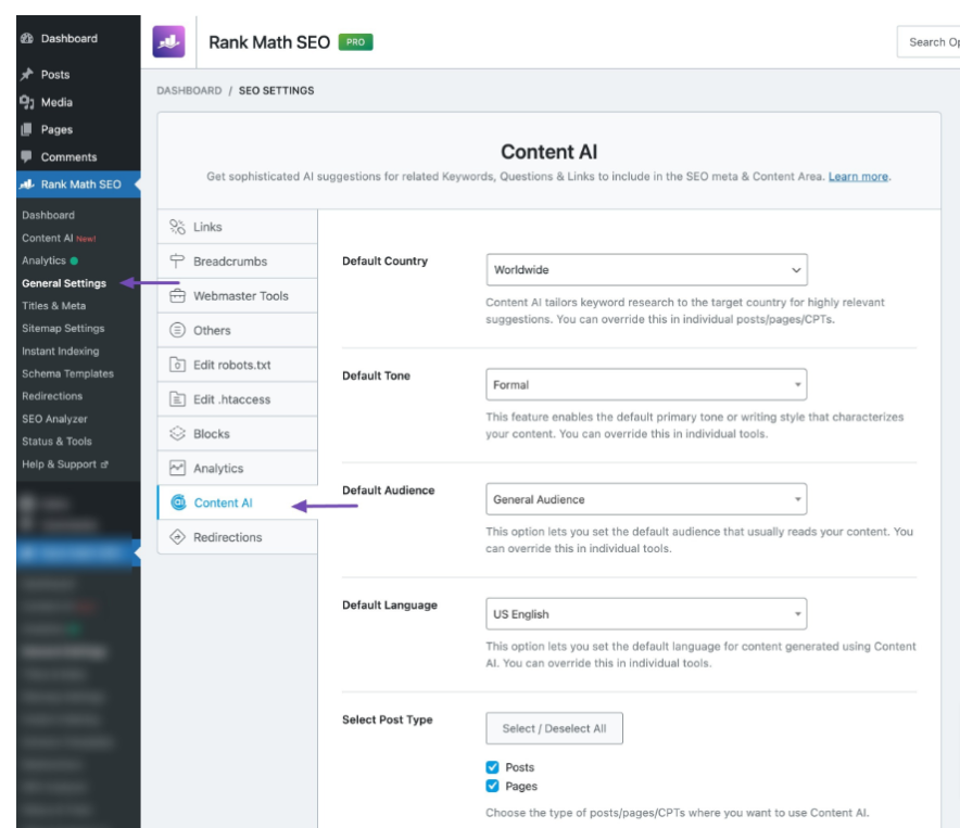 content ai pro feature