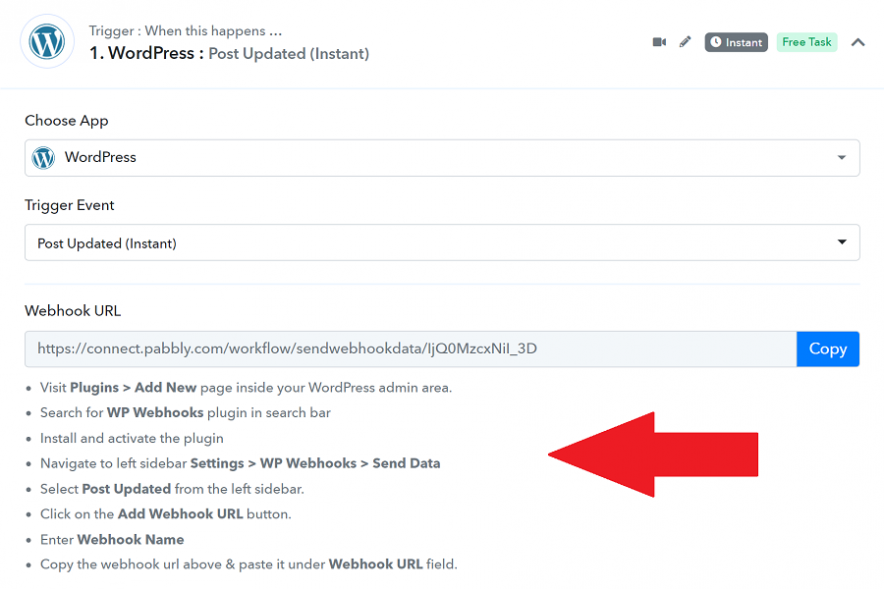 detailed instructions to setup triggers mentioned in pabbly connect user interface