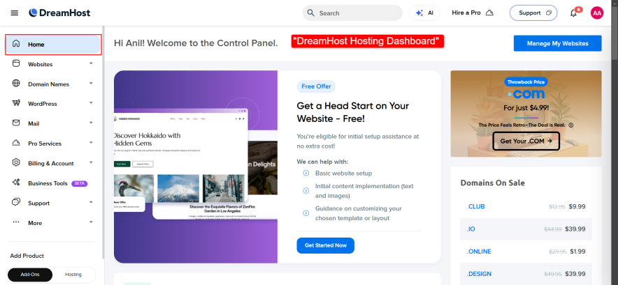 dreamhost cPanel