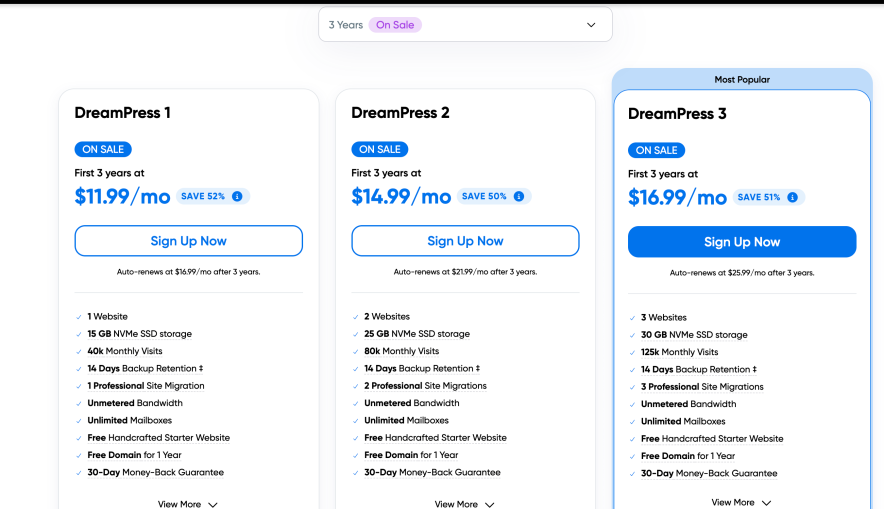 dreampress plans