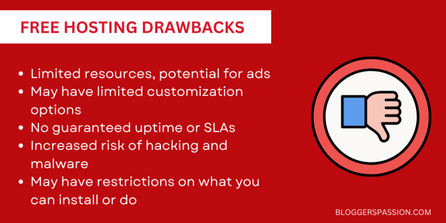 cons of free hosting sites (limitations)