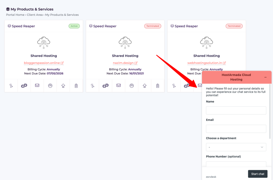 hostarmada chat widget