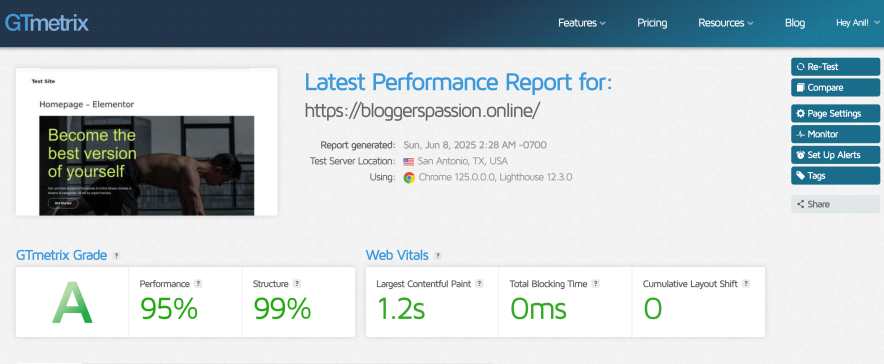 hostarmada hosting speed test score