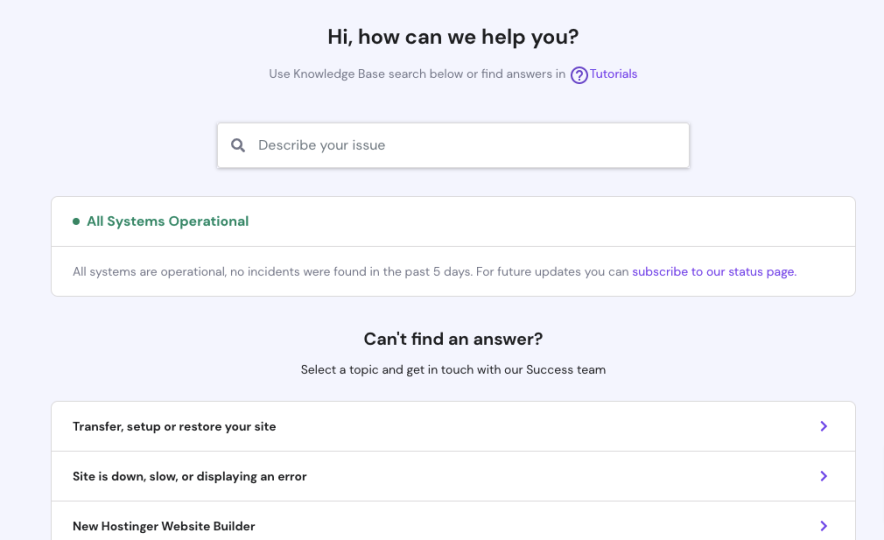 hostinger support