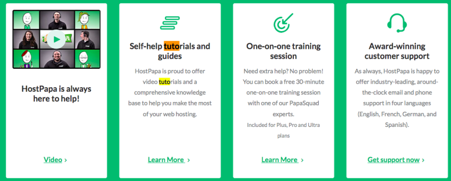 HostPapa customer support options