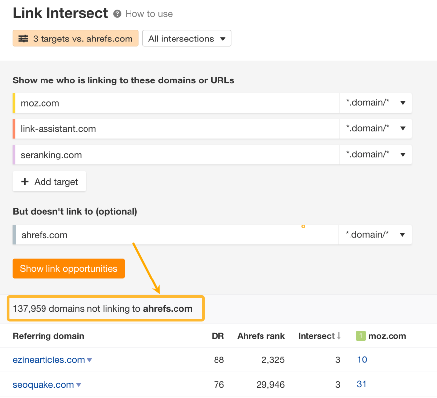 link intersect tool