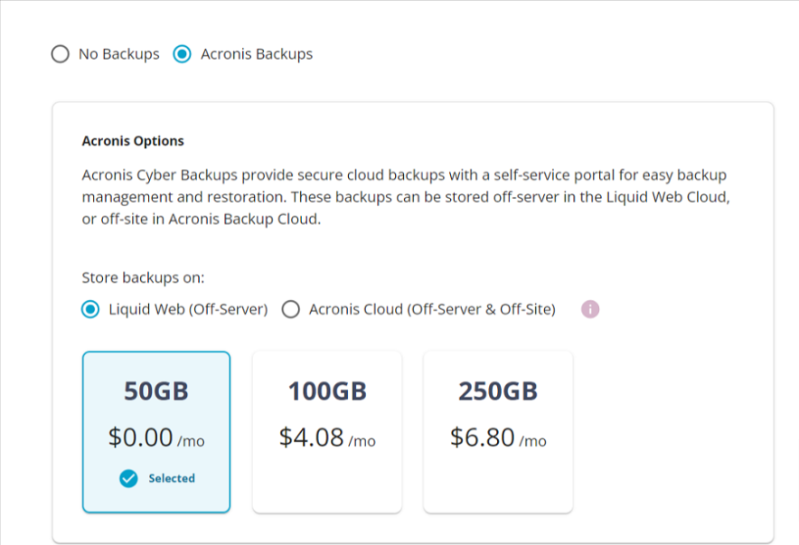 liquid web off site backups available for free up to 50 gb
