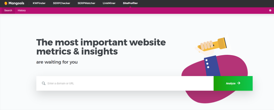 mangools site profiler tool