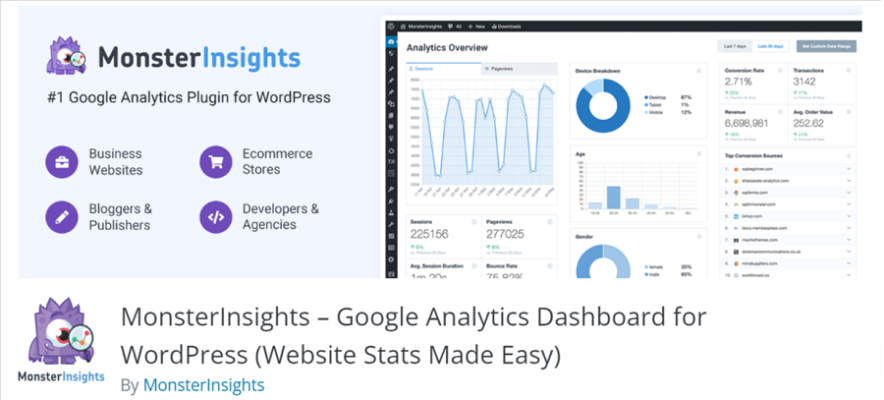 monsterinsights wordpress seo plugin for integrating site with google analytics