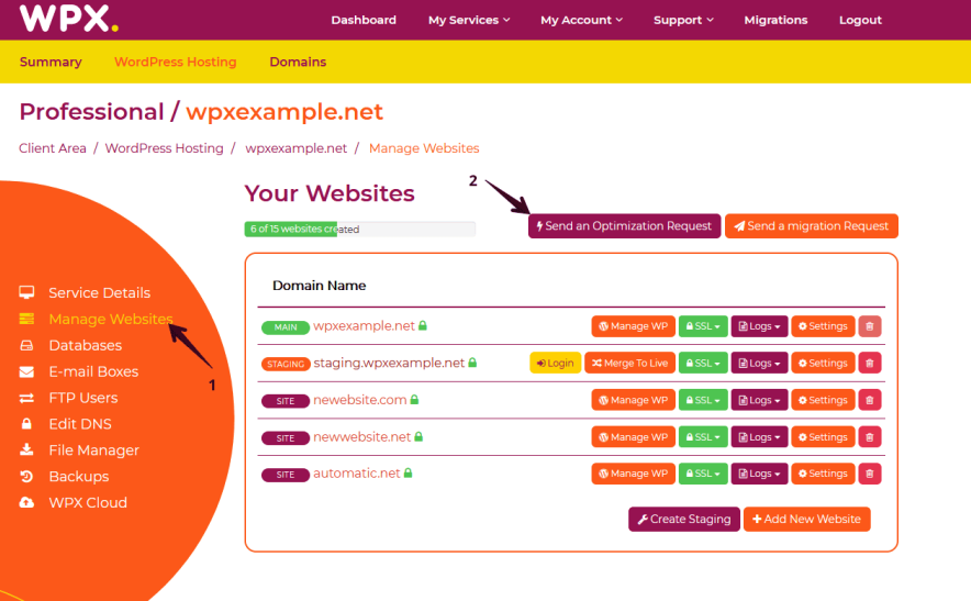 my wpx hosting dashboard