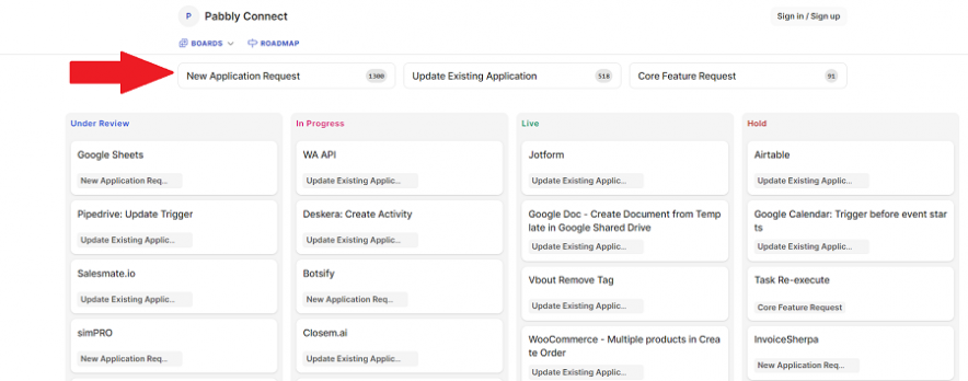 pabbly connet roadmap page