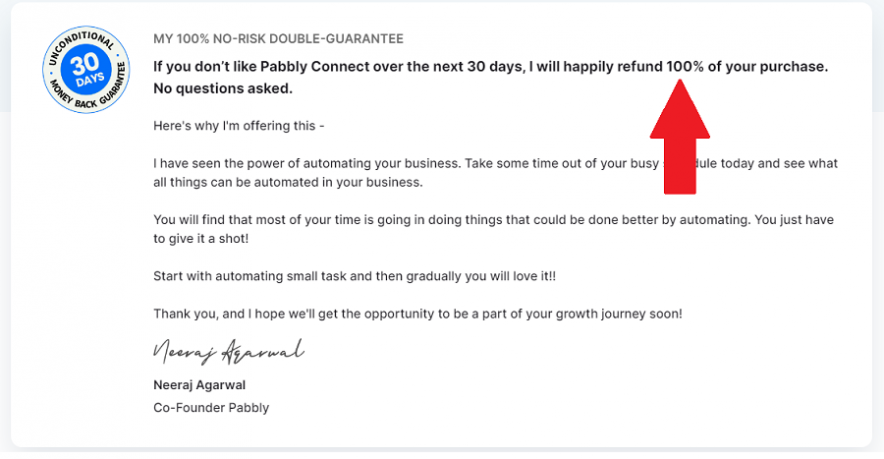 pabbly lifetime deal money refund policy