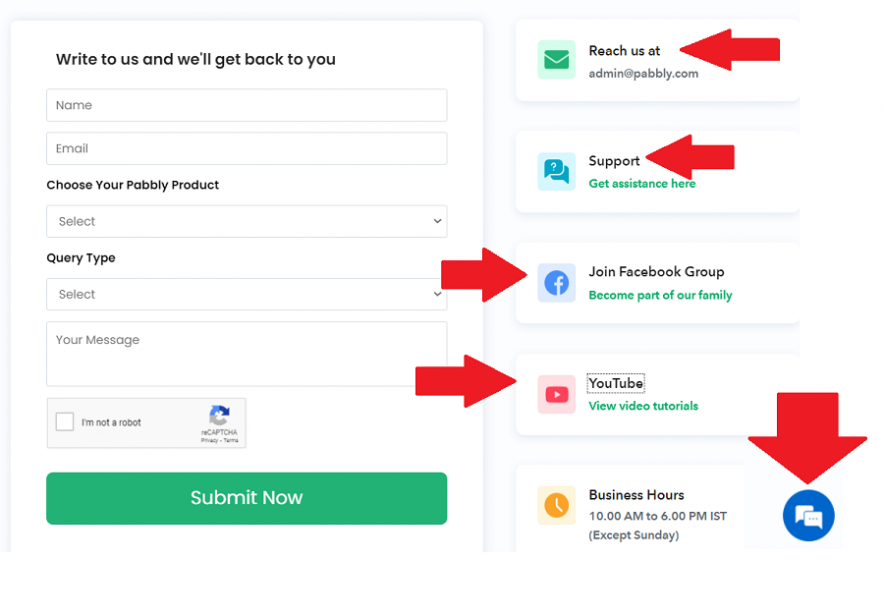 pabbly support options