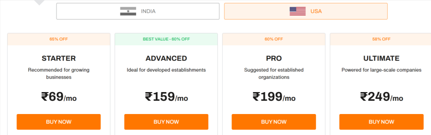 Step 2 Choose a BigRock hosting plan