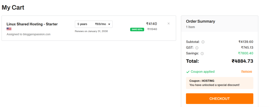 Step 3 Redeem a BigRock Coupon Code