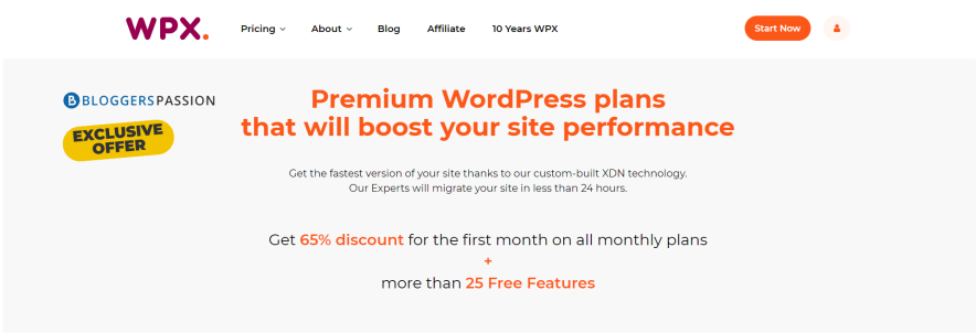 visit wpx hosting coupon page powered by bloggerspassion