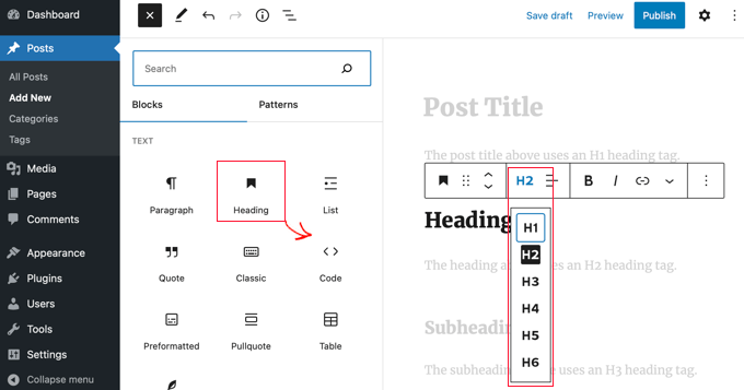 wordpress h1