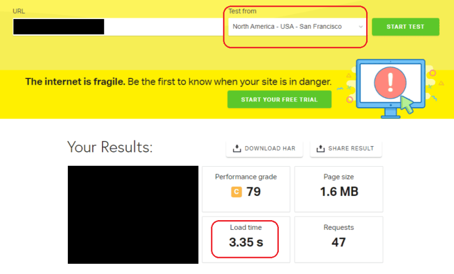 wp engine speed test results