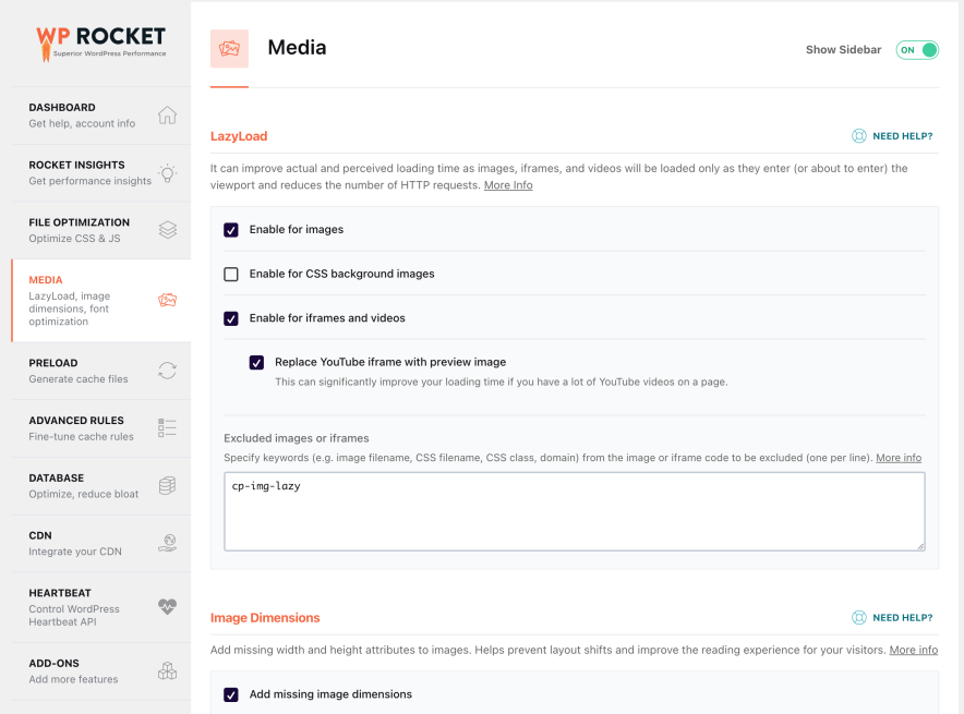 wp rocket media