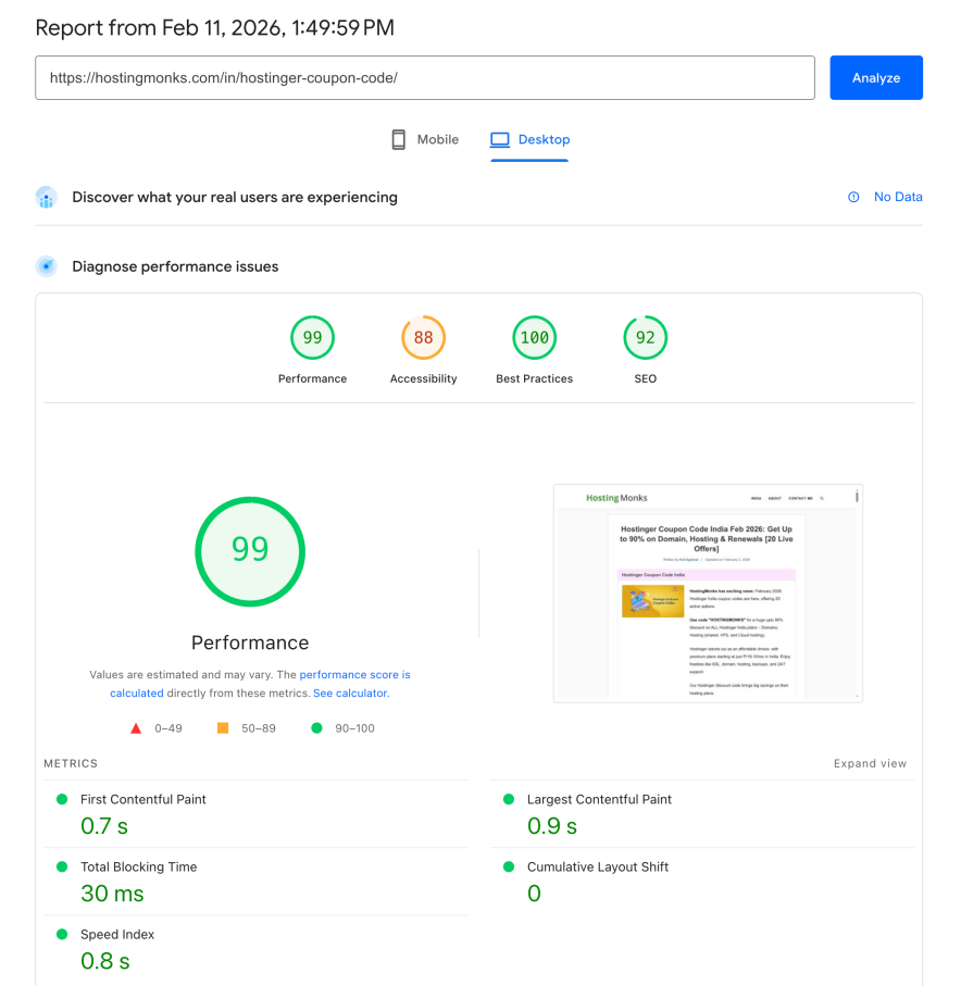 wp rocket test on kinsta host - After results