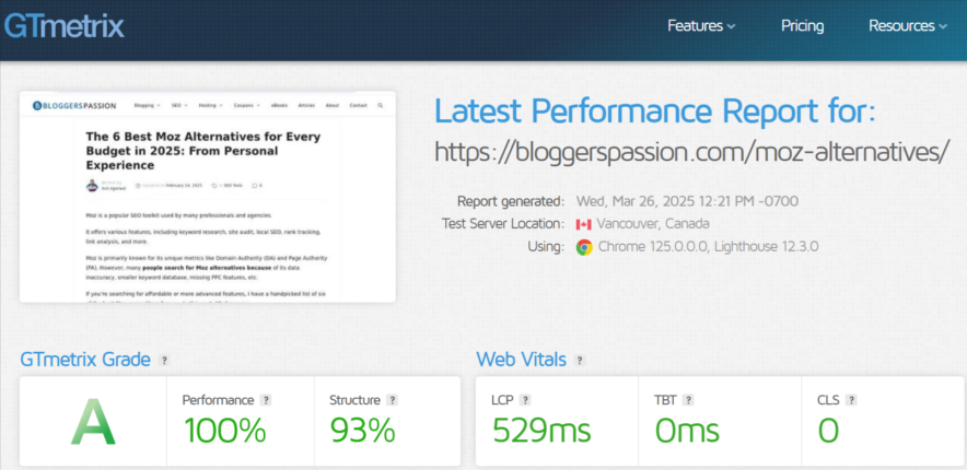 wpx hosting speed test score