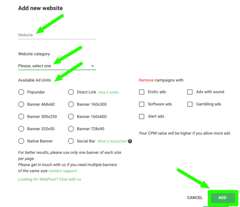 adsterra sign up process