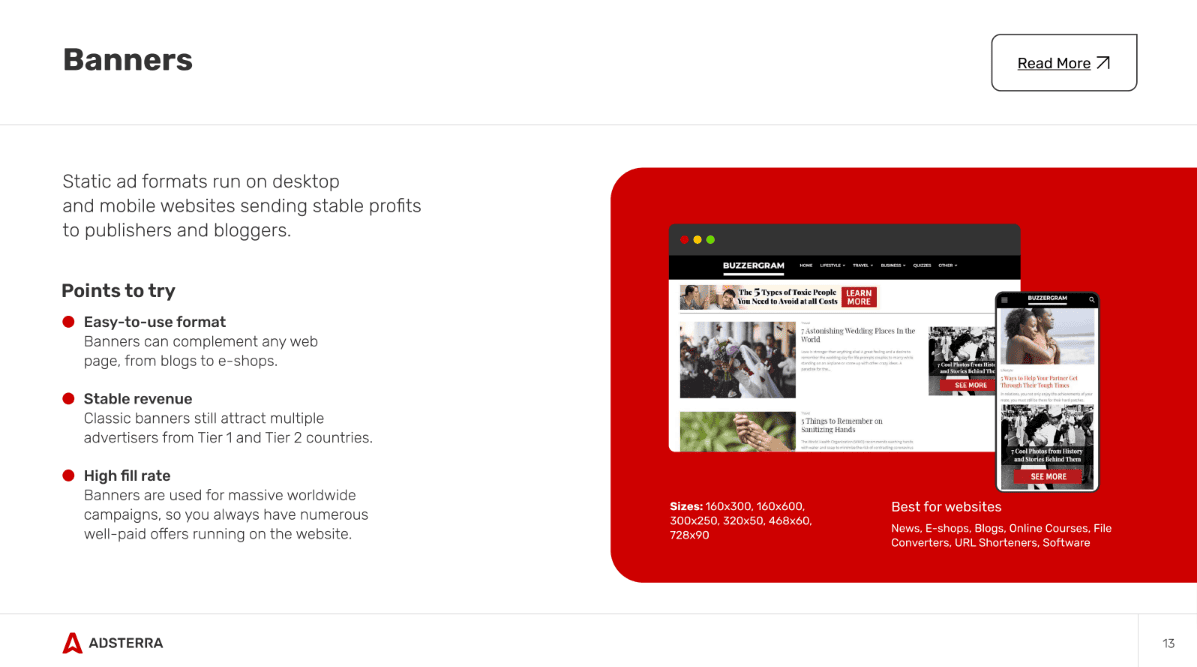 Adsterra Banners ad format