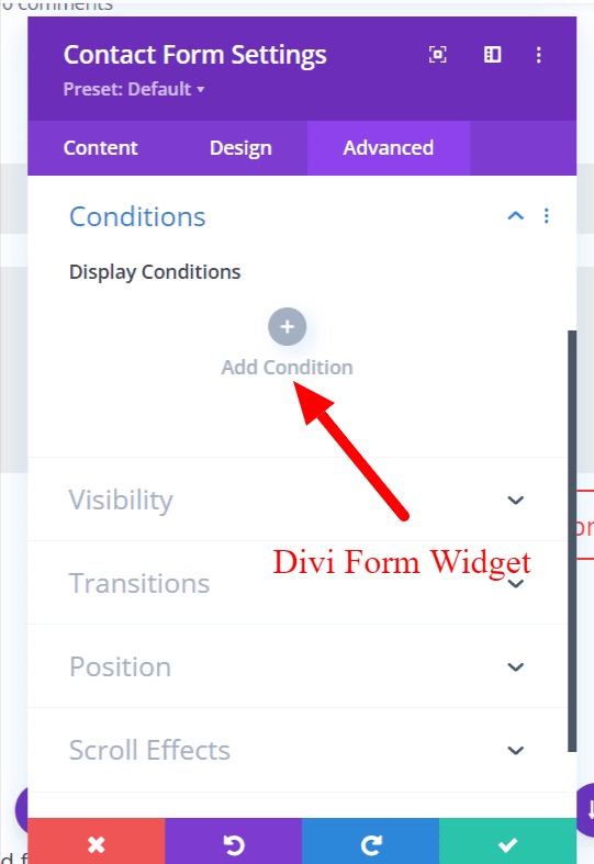 conditional logic feature available in Divi