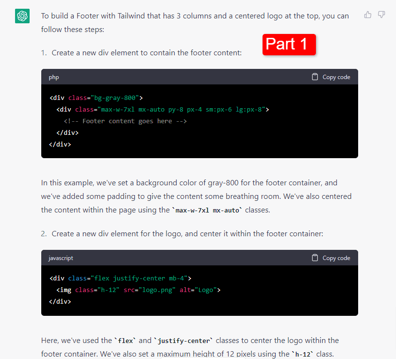 creating footer with chatgpt