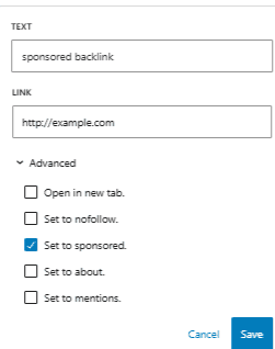 Example of Sponsored Backlink