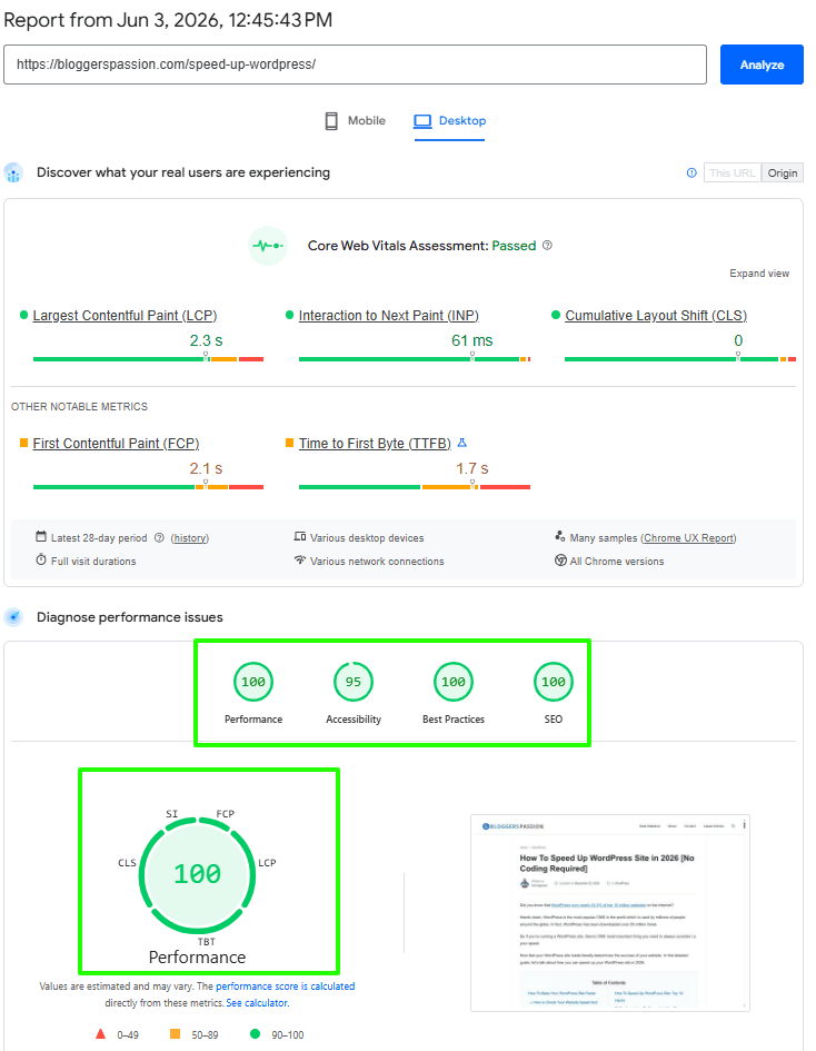 Page Speed Insights by Google