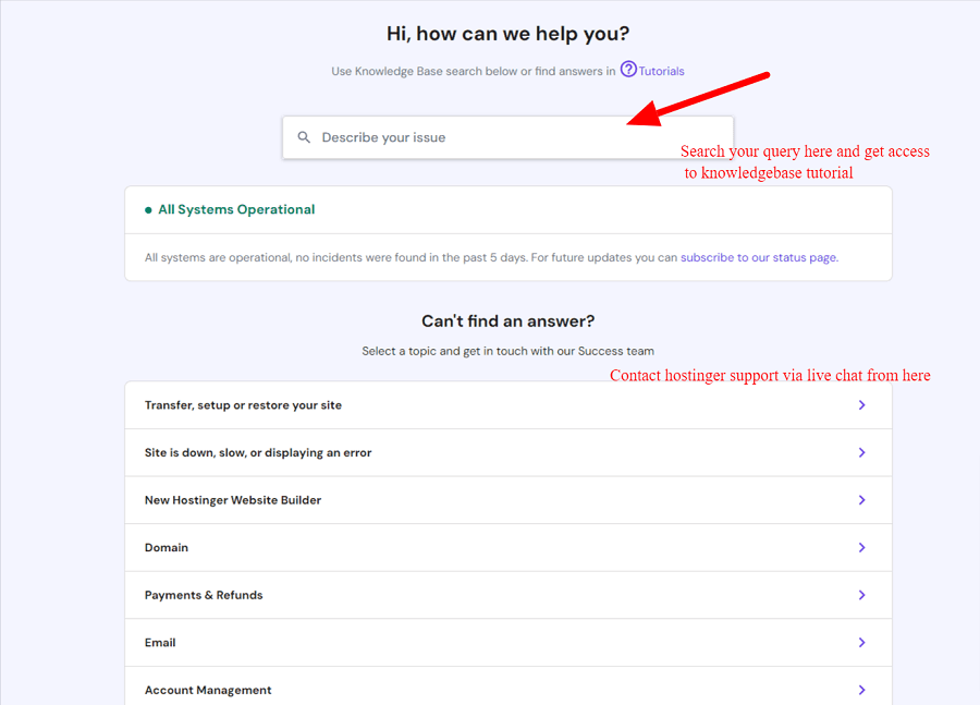 hostinger helpdesk dashboard