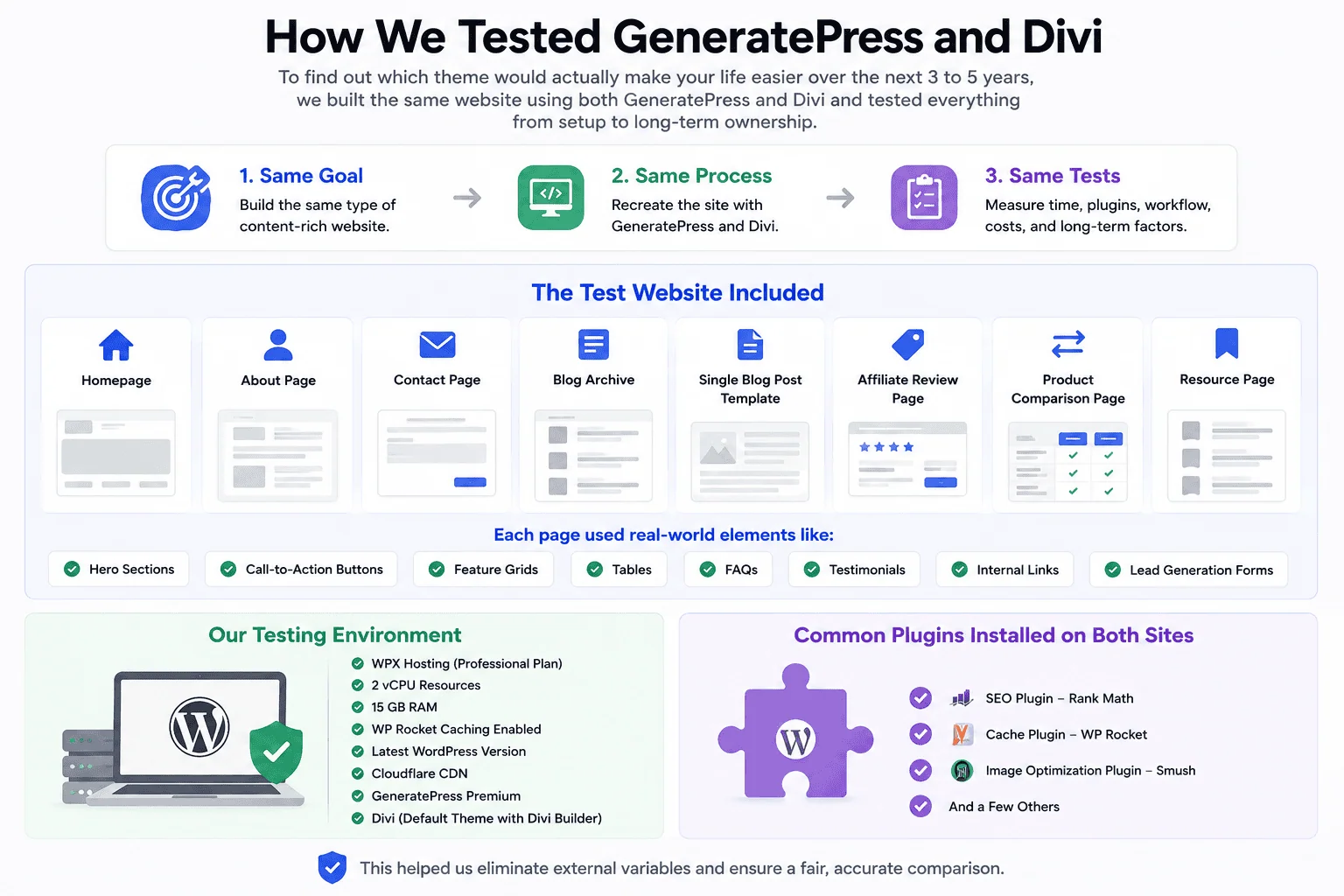 how we tested generatepress and divi