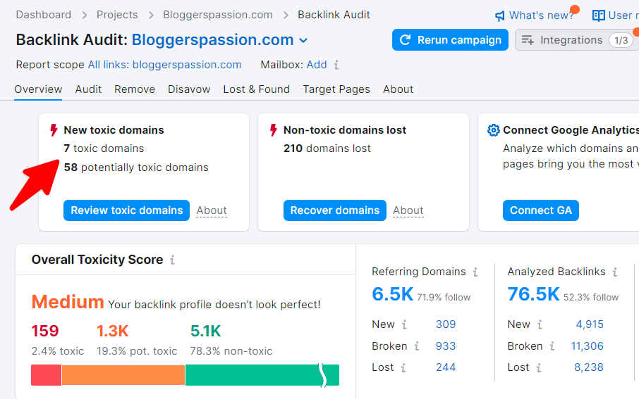 backlink gap in semrush