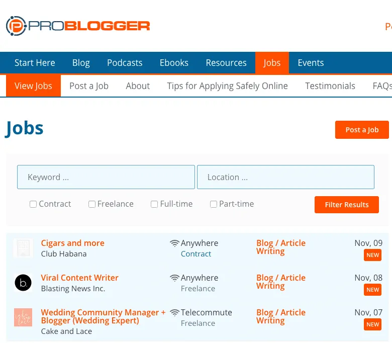 ProBlogger Jobs