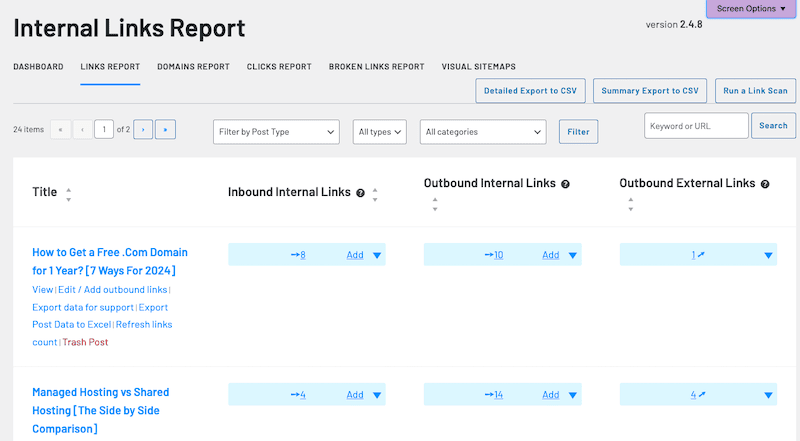 link whisper links report