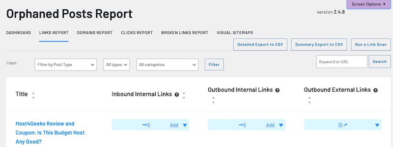 link whisper orphaned posts report