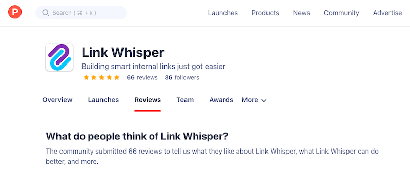 link whisper product hunt ratings