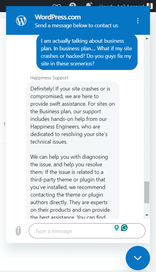 wordpress.com customer support