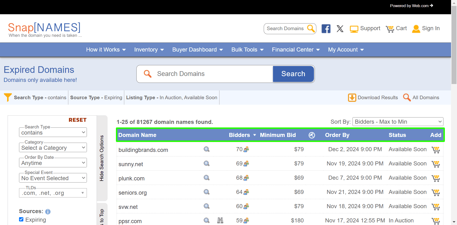 old domains for sale