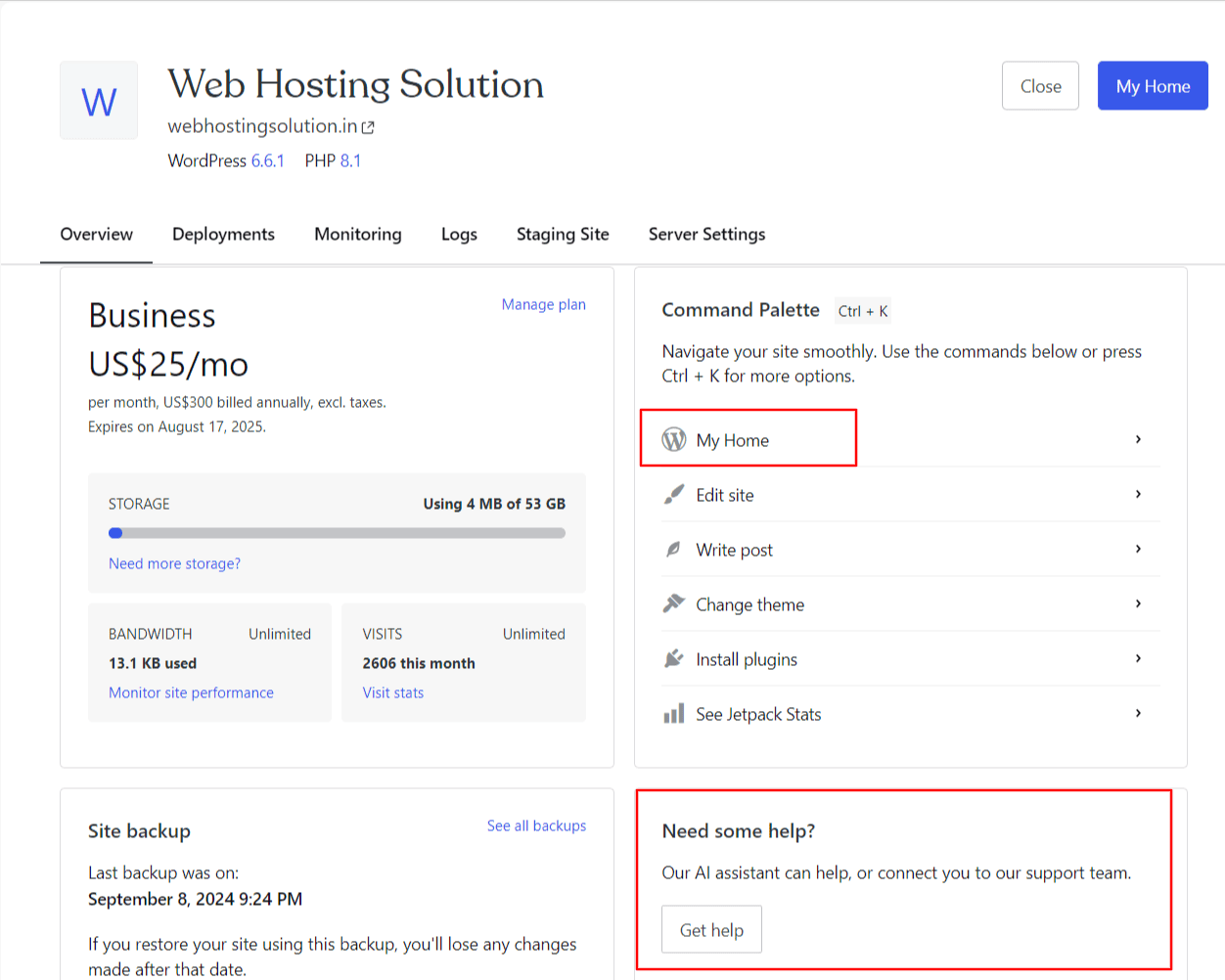WordPress.com User Interface