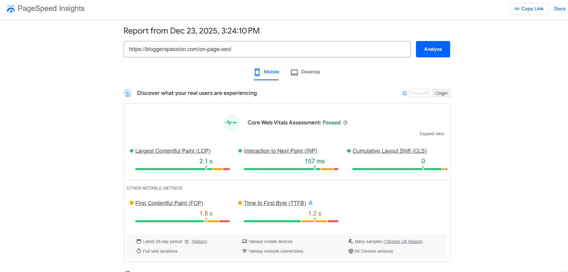 Pagespeed insights 