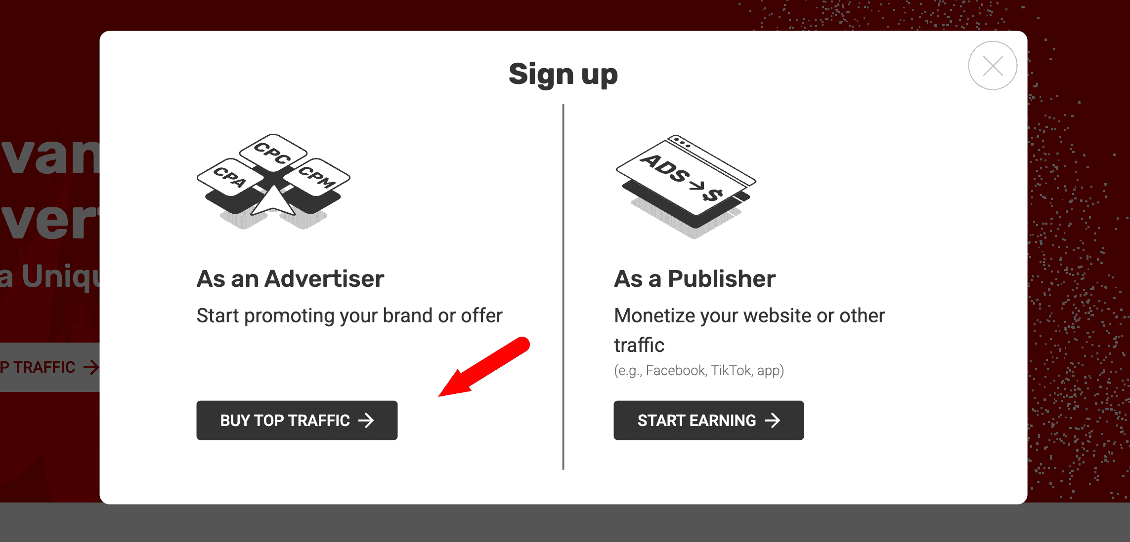 Register as an Advertiser with Adsterra