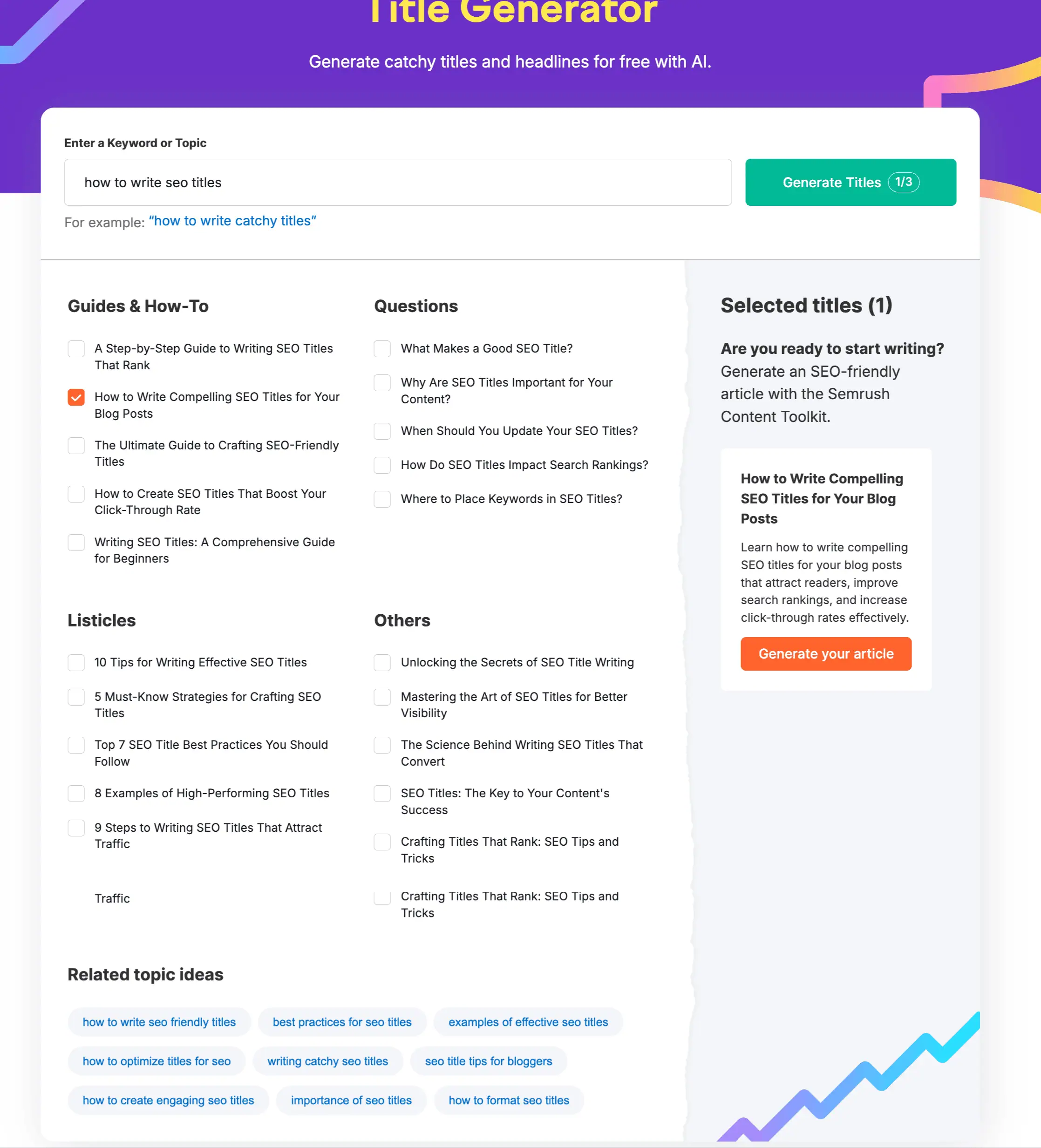 semrush title generator