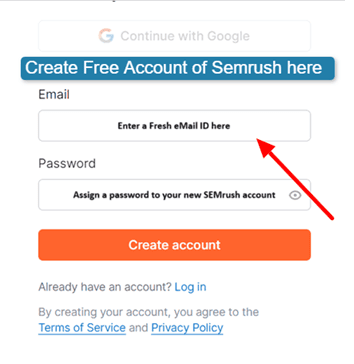 create semrush account