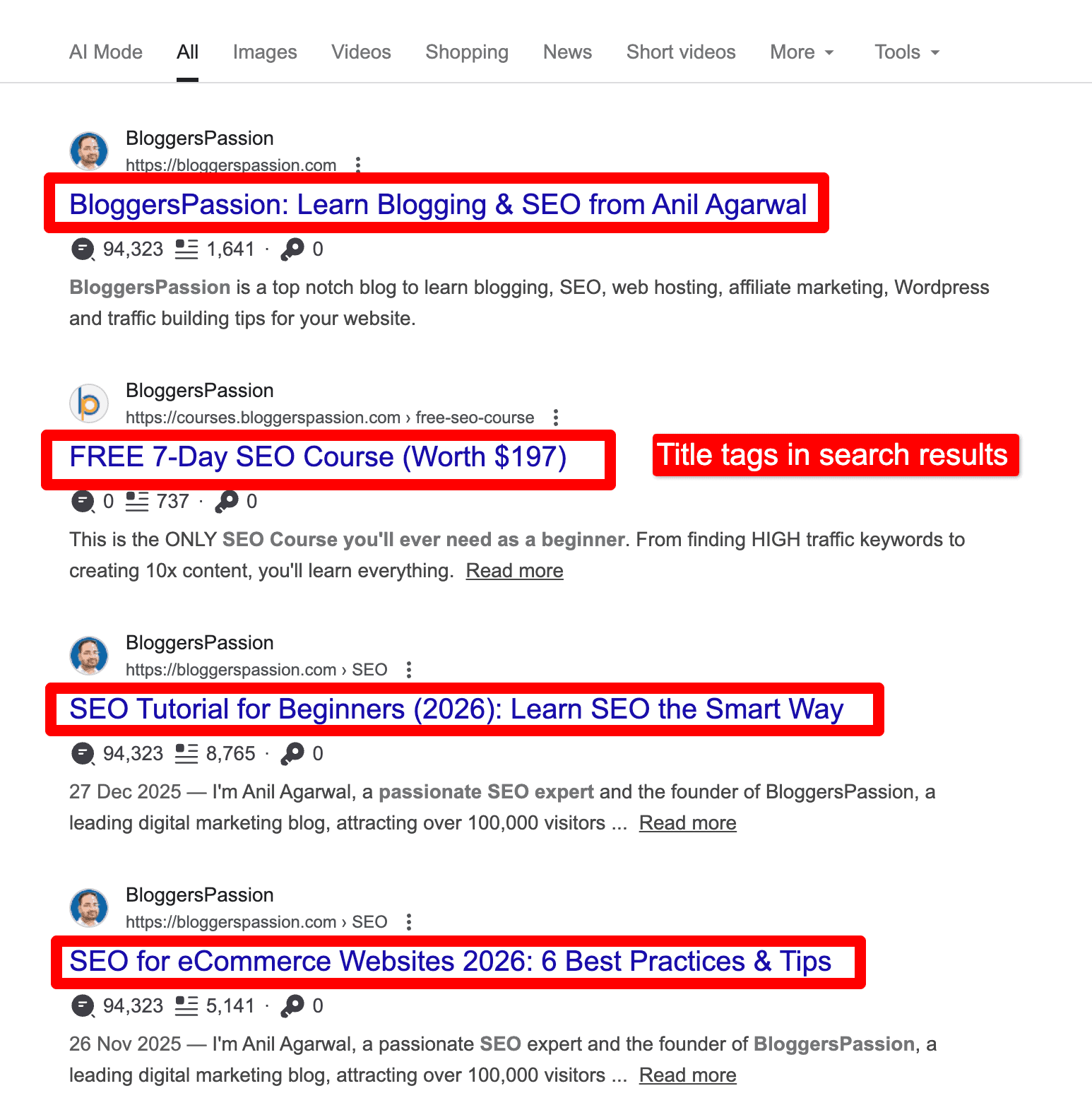 title tags