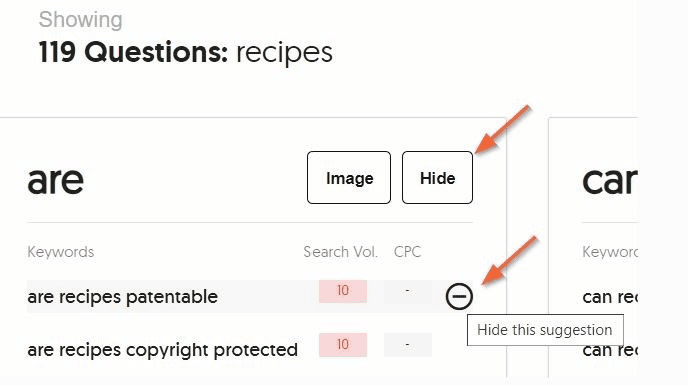 Unwanted Keyword Suggestions