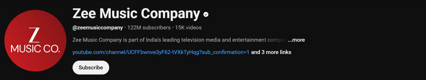 Zee Music Company YouTube Channel